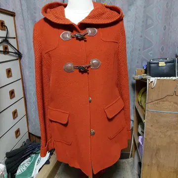 오렌지 더플 코트 울 혼방