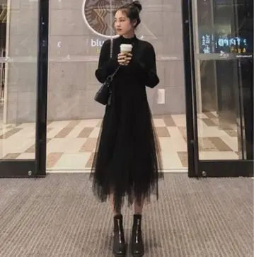 셋업 모크넥 니트 샤샤 스커트