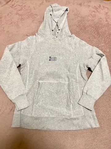 Champion 그레이 후드티 후드 부착