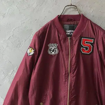 빈티지 MA-1 자켓 와펜 풀 집업 버건디 LO32