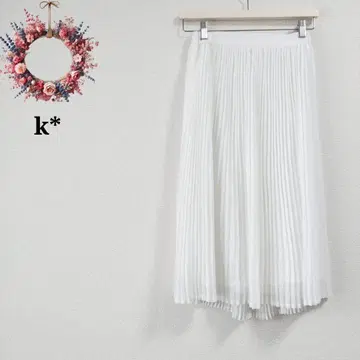 k* 케이 플리츠 스커트 롱 클린 쉬폰 페미닌 F