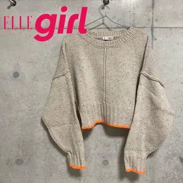 ELLEgirl 컬러 네프 니트 풀오버 터틀넥 숏 기장