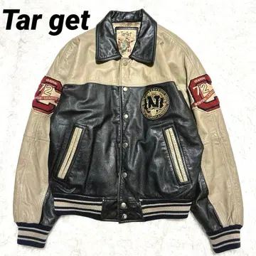 y2k Target 가죽 바시티 자켓 천연 가죽 M 90s 자수 패치