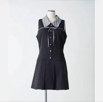 슬리브리스 셔츠 미니 원피스