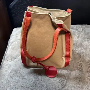 여성용 베이지 레드 토트백