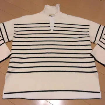 PLST 울 블렌드 보더 스키퍼 스웨터