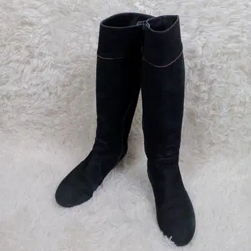 GIRO 롱 부츠 사이드 지퍼 블랙 스웨이드 23.5cm EE