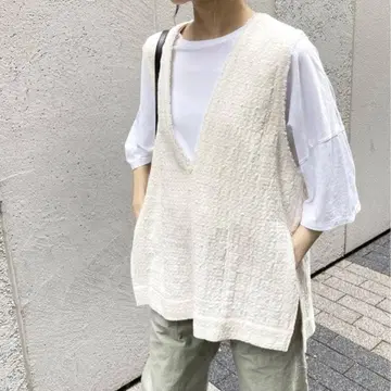 Spick and Span 이탈리아 패브릭 트위드 베스트 화이트