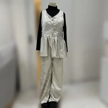 기모노 리메이크 실버 새틴 셋업 팬츠