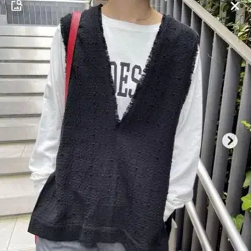 Spick and Span 이탈리안 패브릭 트위드 베스트 블랙