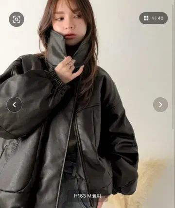 classicalelf 충전솜 인조 가죽 몬스터 오버 사이즈 블루종