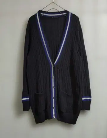 23구 케이블 짜임 롱 가디건 44 사이즈 네이비 성숙 캐주얼