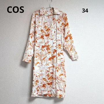 0460 COS 코스 긴팔 랩 셔츠 원피스 올 패턴 34