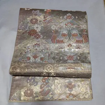 고급 후쿠로 오비 꽃무늬 학 자수