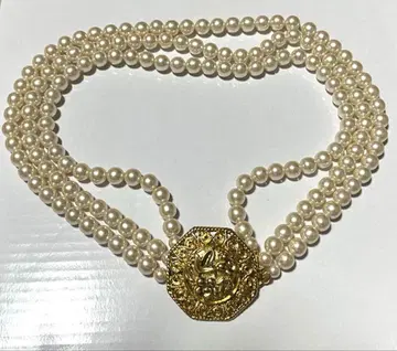 AVON 에이본 목걸이 플라워 리프 코인 3연 모조 진주