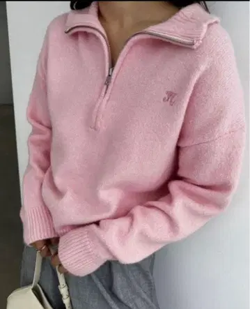 snidel 니트 스웨터 옅은 핑크 로고