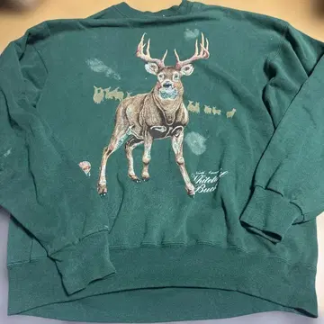 화이트테일 백 구제 의류 맨투맨 사슴 프린트 사이즈 L