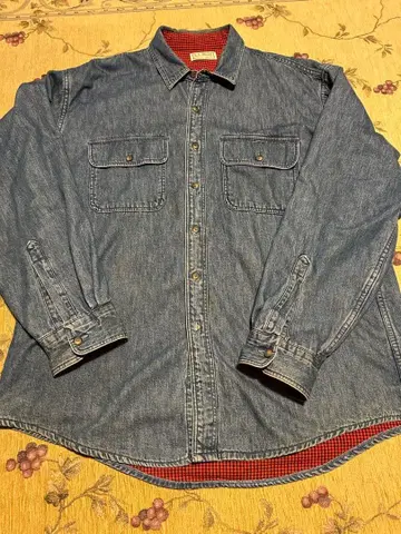 80s 미국제 L.L.BEAN 데님 셔츠 안감 체크