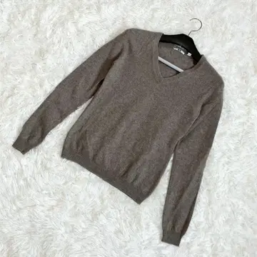 UNIQLO 캐시미어 니트 V넥 그레이 베이지 고급 심플 내추럴