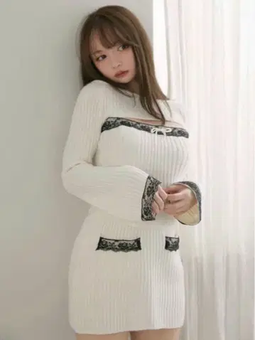 andmary Viora lace knit set ivory