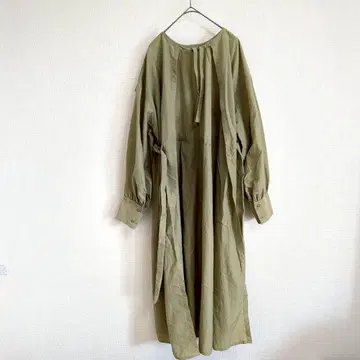 50041 세포 롱 셔츠 원피스 카키 M 체형 커버 구제 의류