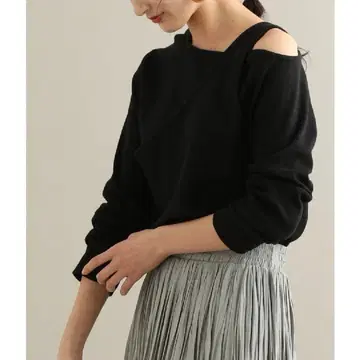 ViS 원숄더 레이어드 골지 풀오버