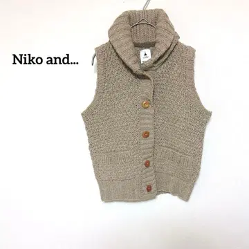 니코앤드 숄카라 니트 베스트 두꺼운 원단 울 100 브라운 계열 캐주얼