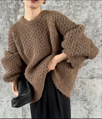 select MOCA 오버 사이즈 허니콤 니트 브라운 셀렉트모카