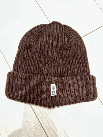 EXAMPLE 브라운 니트 모자 프리 사이즈