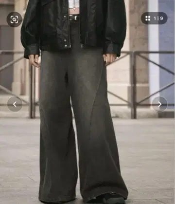 새상품급 ENDER PRODUCTS 데님 플레어 와이드 팬츠 M 그레이