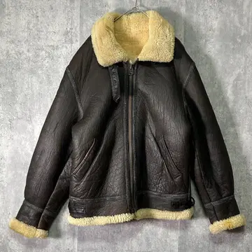 두툼한 리얼 무스탕 자켓 B-3 US 밀리터리 천연 가죽 브라운 양가죽