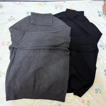 UNIQLO 캐시미어 터틀넥 스웨터 XL 그레이, 블랙 2장 세트