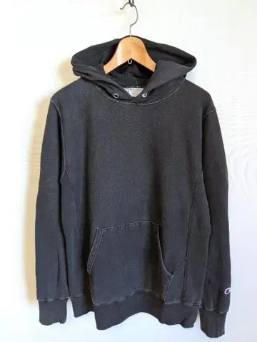 챔피온 후드 맨투맨 흑먹색 빈티지 가공