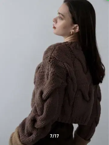 카트린 도쿄 핸드메이드 니트 케이블 니트 청키 브라운