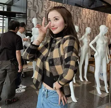 sheller 셰리에 블록 체크 앙상블 니트