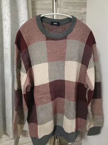 SHIPS 체크 무늬 코튼 캐시미어 혼방 스웨터