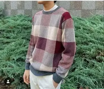 SHIPS 체크 무늬 코튼 캐시미어 혼방 스웨터