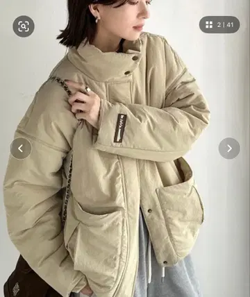 classicalelf 스탠드 카라 빅 포켓 나일론 블루종