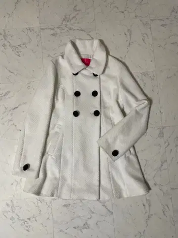 Pinky Girls 화이트 더블 버튼 코트