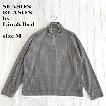 SEASON REASON 리브 하프 지퍼 상의 M 그레이