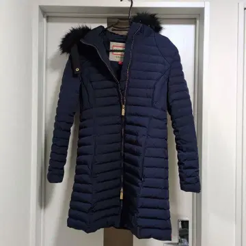 HUNTER 헌터 롱 다운 자켓 퍼 후드 부착 네이비