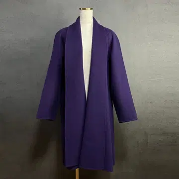 미사용급 고급 캐시미어 혼방 퍼플 롱 코트 M 사이즈 미 실루엣
