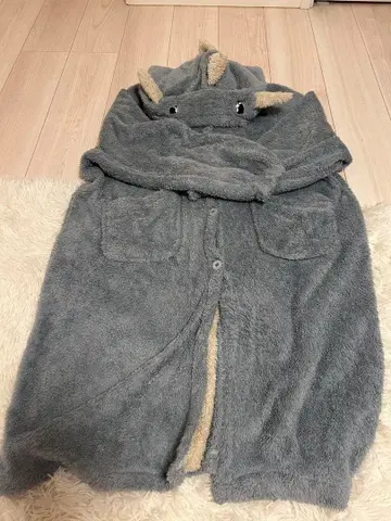 공룡 디자인 후드 부착 담요