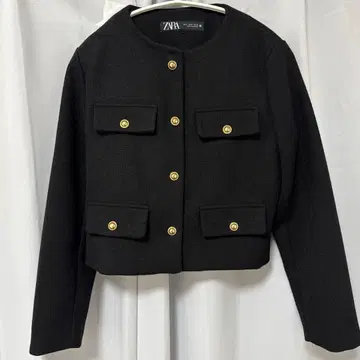 ZARA 노카라 자켓 트위드 자켓