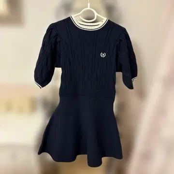 네이비 케이블 니트 반팔 원피스 L 사이즈