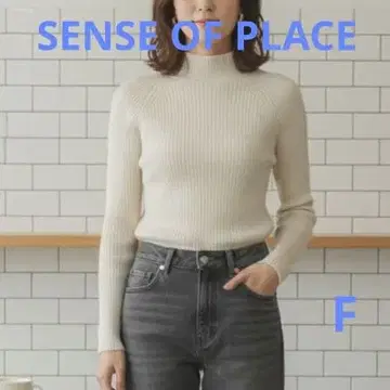 즉시 구매 OK! SENSE OF PLACE 리브 하이넥 니트 스웨터