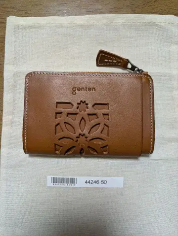 [ 새상품 ] genten 브라운 컷워크 코인 케이스