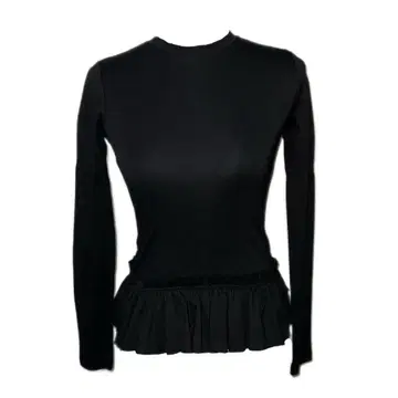 FEKETE 페케테 프릴 롱T 블랙 FREE