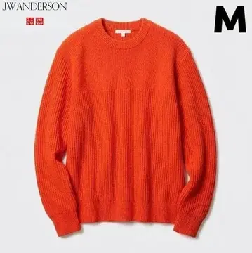 유니클로 JW 앤더슨 리브 크루넥 스웨터 오렌지 M 사이즈