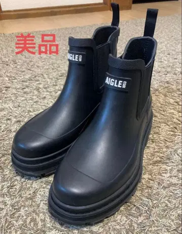 새상품급 AIGLE 소프트레인2 러버 부츠 사이드고어 장화 블랙